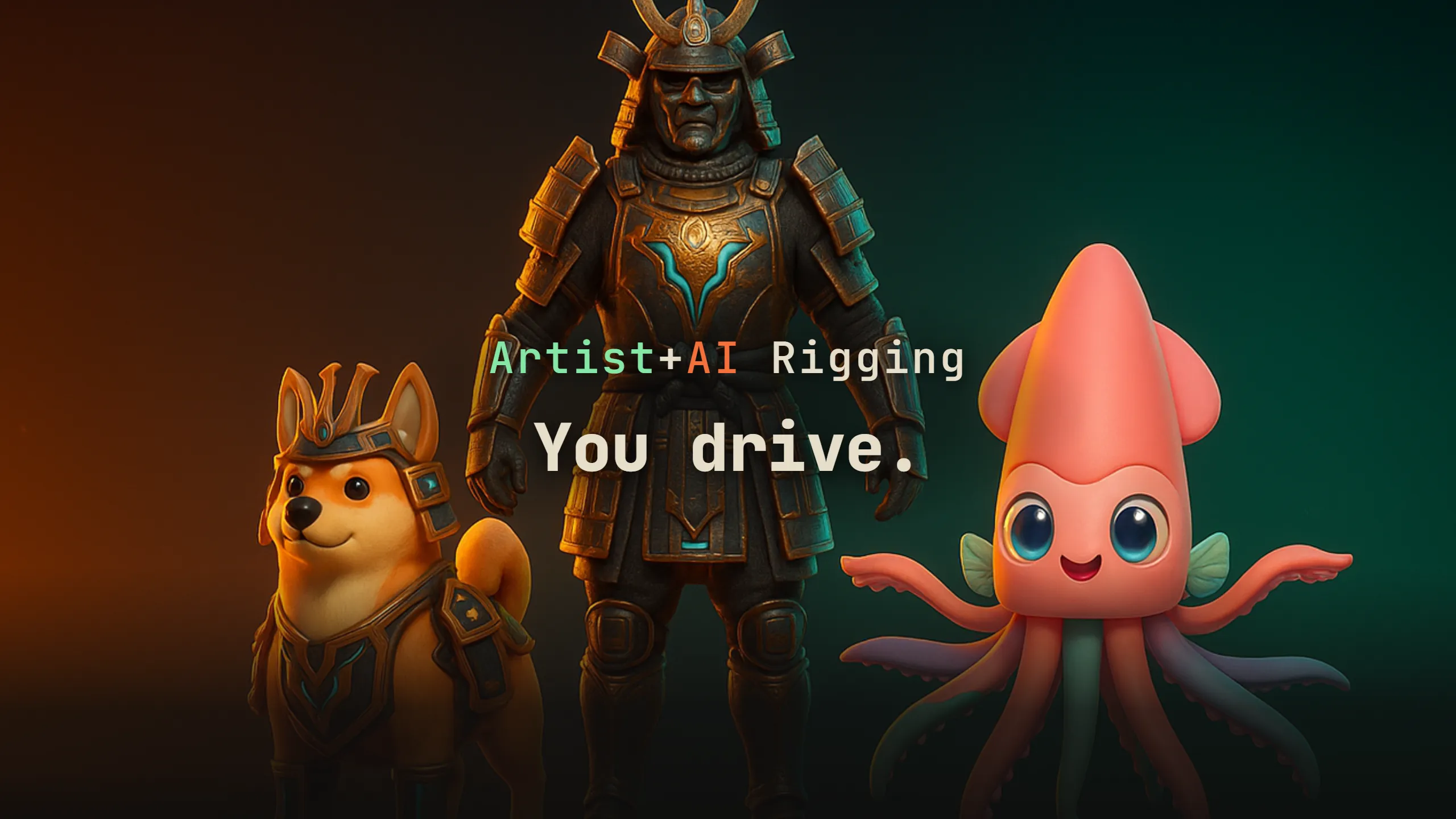 Armature: a samurai, a dog and a squid, all rigged in the app