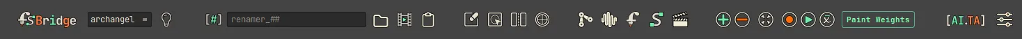 The FabricatorStudio toolbar, with the sliders button that opens Settings